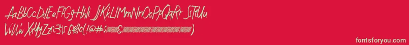 Justwritedt-fontti – vihreät fontit punaisella taustalla