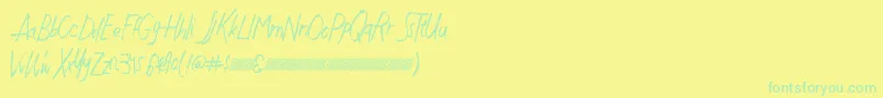 Justwritedt Font – Green Fonts on Yellow Background