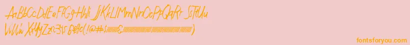 Justwritedt-Schriftart – Orangefarbene Schriften auf rosa Hintergrund