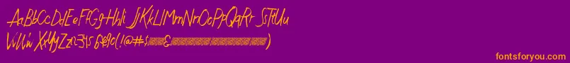 フォントJustwritedt – 紫色の背景にオレンジのフォント
