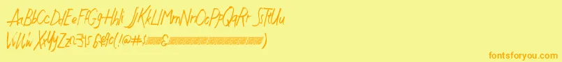 Justwritedt-fontti – oranssit fontit keltaisella taustalla