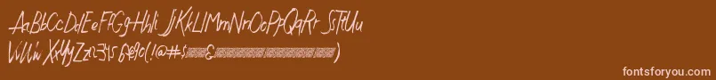 Justwritedt-fontti – vaaleanpunaiset fontit ruskealla taustalla