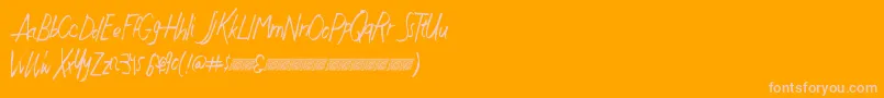 Justwritedt-Schriftart – Rosa Schriften auf orangefarbenem Hintergrund