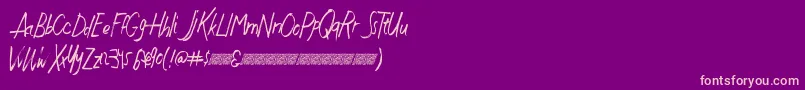 Justwritedt-Schriftart – Rosa Schriften auf violettem Hintergrund