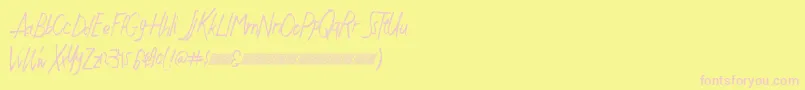 Justwritedt-fontti – vaaleanpunaiset fontit keltaisella taustalla