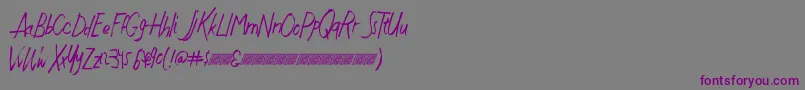 フォントJustwritedt – 紫色のフォント、灰色の背景