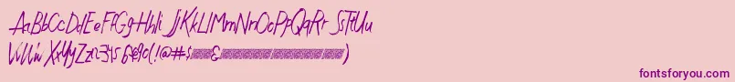 フォントJustwritedt – ピンクの背景に紫のフォント