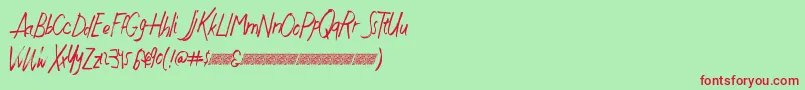 Justwritedt Font – Red Fonts on Green Background