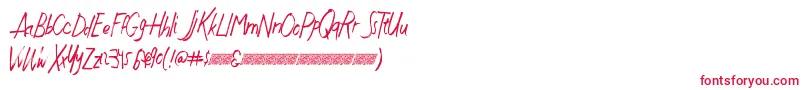 フォントJustwritedt – 白い背景に赤い文字