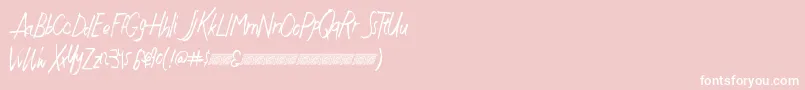 Justwritedt-Schriftart – Weiße Schriften auf rosa Hintergrund