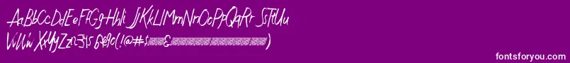 Justwritedt-Schriftart – Weiße Schriften auf violettem Hintergrund