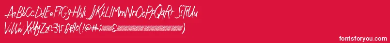 Justwritedt-Schriftart – Weiße Schriften auf rotem Hintergrund