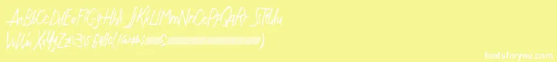 Justwritedt-fontti – valkoiset fontit keltaisella taustalla
