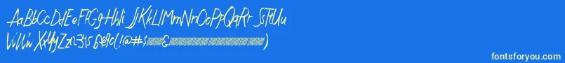 Шрифт Justwritedt – жёлтые шрифты на синем фоне
