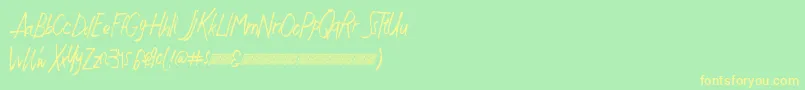 Justwritedt-Schriftart – Gelbe Schriften auf grünem Hintergrund