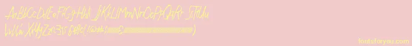 フォントJustwritedt – 黄色のフォント、ピンクの背景