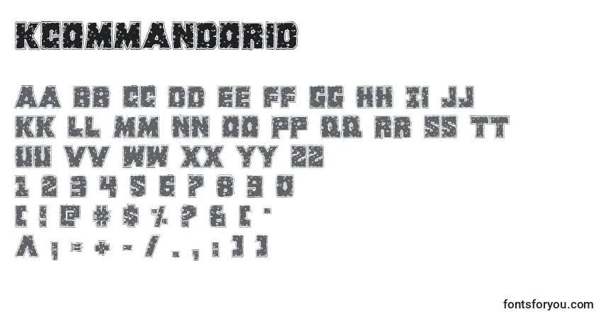 Kcommandorid-fontti – aakkoset, numerot, erikoismerkit