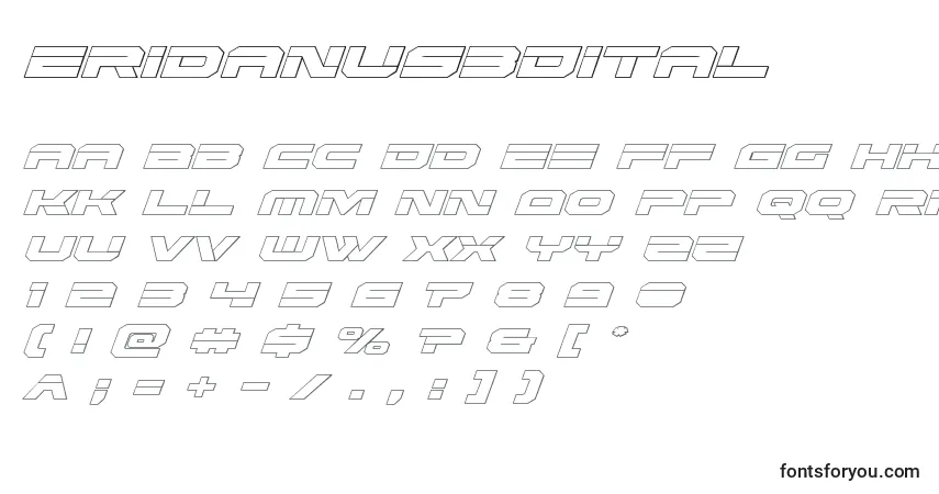 Czcionka Eridanus3Dital – alfabet, cyfry, specjalne znaki