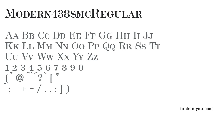 A fonte Modern438smcRegular – alfabeto, números, caracteres especiais