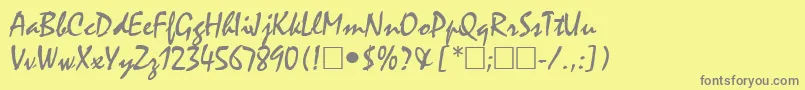 フォントManfredRegular – 黄色の背景に灰色の文字