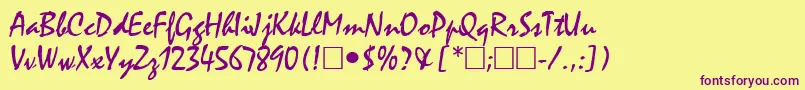 ManfredRegular Font – Purple Fonts on Yellow Background
