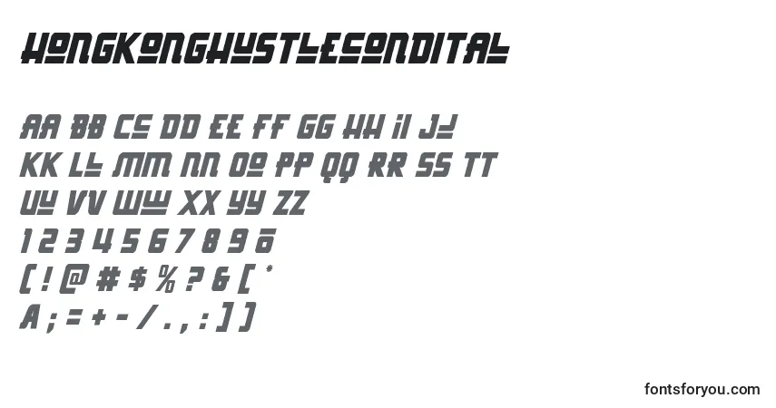 Шрифт Hongkonghustlecondital – алфавит, цифры, специальные символы