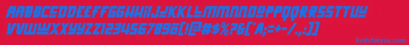 Hongkonghustlecondital-Schriftart – Blaue Schriften auf rotem Hintergrund
