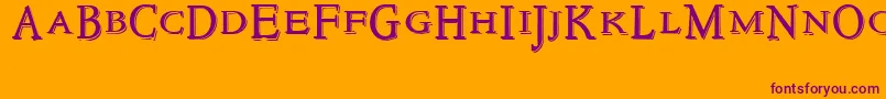 NewstyletitlingEmbossed Font – Purple Fonts on Orange Background