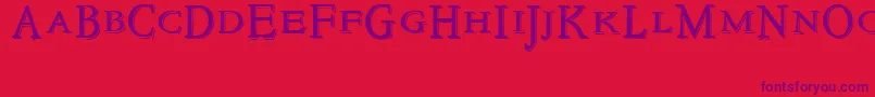 NewstyletitlingEmbossed Font – Purple Fonts on Red Background