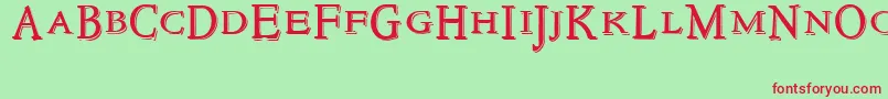 フォントNewstyletitlingEmbossed – 赤い文字の緑の背景