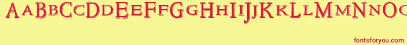 NewstyletitlingEmbossed Font – Red Fonts on Yellow Background
