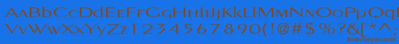 フォントPignosetyp – 茶色の文字が青い背景にあります。