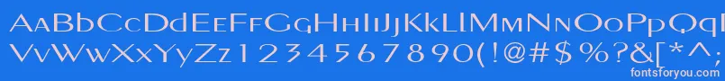 フォントPignosetyp – ピンクの文字、青い背景