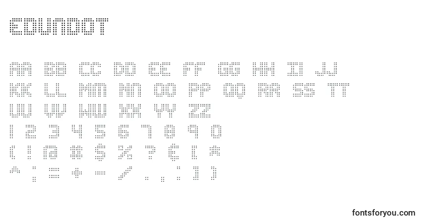Czcionka Edundot – alfabet, cyfry, specjalne znaki