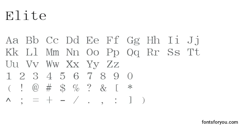 Шрифт Elite – алфавит, цифры, специальные символы