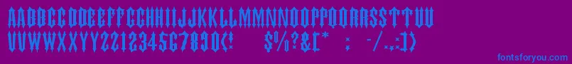Czcionka Judasc – niebieskie czcionki na fioletowym tle