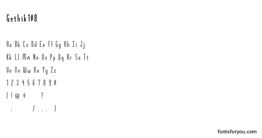 Шрифт Gothik108 – алфавит, цифры, специальные символы