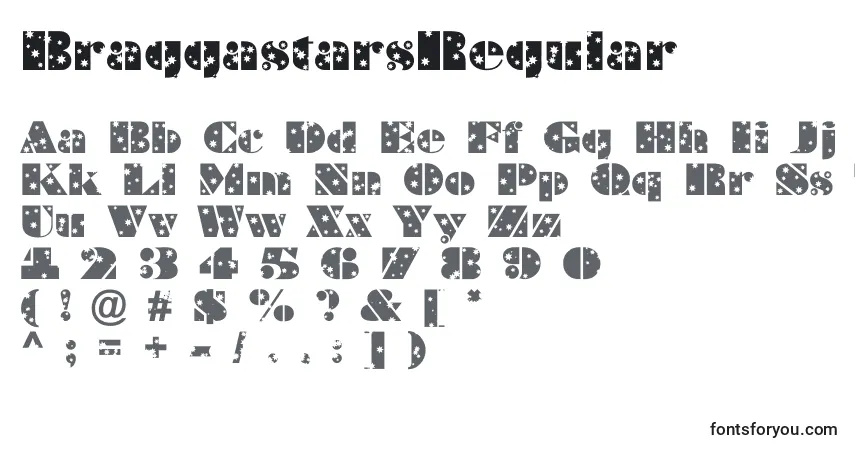Czcionka BraggastarsRegular – alfabet, cyfry, specjalne znaki