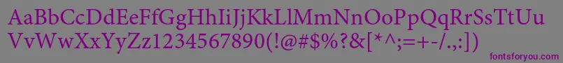 フォントMinionproCapt – 紫色のフォント、灰色の背景