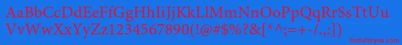 フォントMinionproCapt – 赤い文字の青い背景