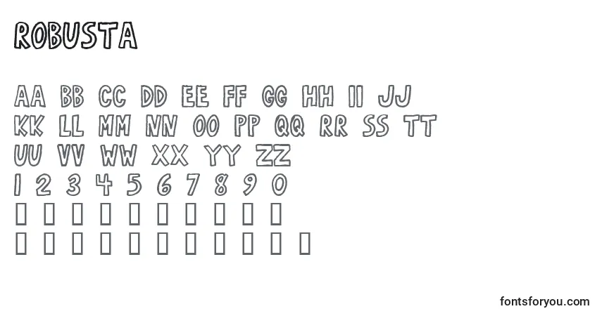 Schriftart Robusta – Alphabet, Zahlen, spezielle Symbole