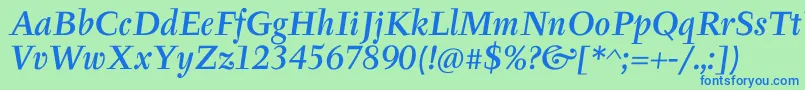 TyfaItcMediumOtItalic Font – Blue Fonts on Green Background