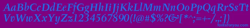 TyfaItcMediumOtItalic Font – Blue Fonts on Purple Background
