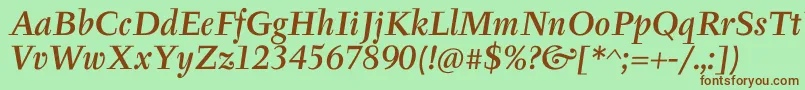 TyfaItcMediumOtItalic Font – Brown Fonts on Green Background