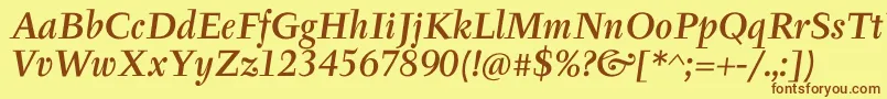 TyfaItcMediumOtItalic Font – Brown Fonts on Yellow Background
