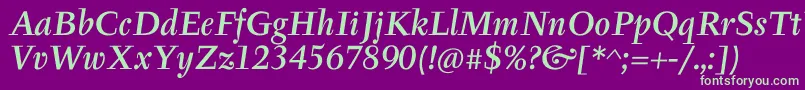 TyfaItcMediumOtItalic Font – Green Fonts on Purple Background