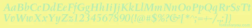 TyfaItcMediumOtItalic Font – Green Fonts on Yellow Background