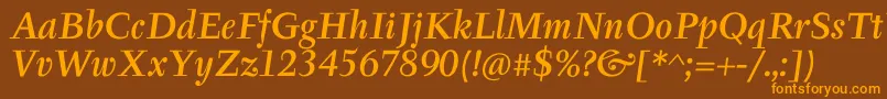TyfaItcMediumOtItalic Font – Orange Fonts on Brown Background
