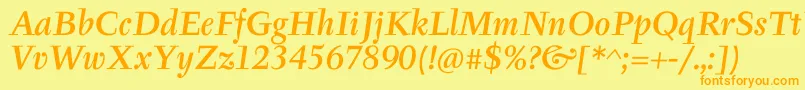 TyfaItcMediumOtItalic Font – Orange Fonts on Yellow Background