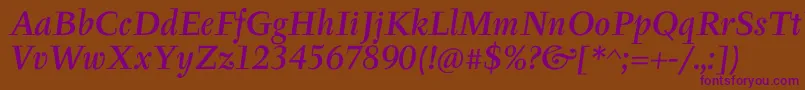 TyfaItcMediumOtItalic Font – Purple Fonts on Brown Background